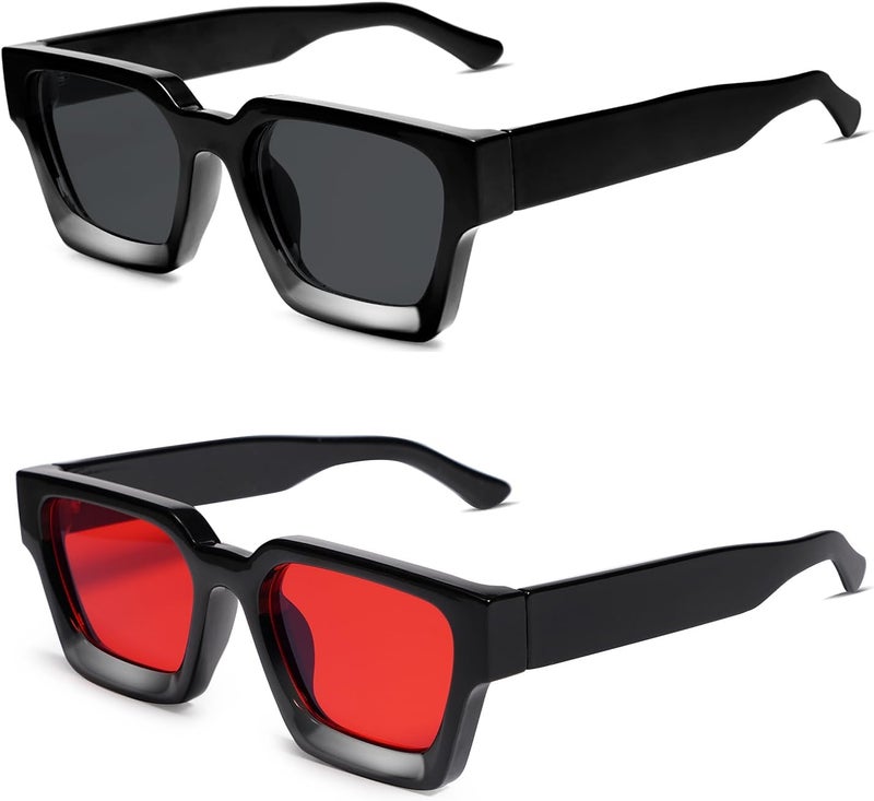 VANLINKER Thick Square Sunglasses for Men Women Retro Chunky Rectangle Shades UV400 Protection VL9731 - Image 1